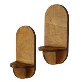 Mensola Marrone Naturale 2 Ripiani set da 2 13x9x26h cm, Sfumatura Colore Struttura Naturale - Buccheri