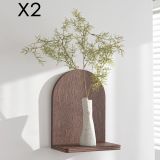 Mensola Marrone Naturale 2 Ripiani Sfumatura Colore Struttura Naturale 16x26x9h cm, - Ussassai