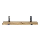 Mensola Marrone Naturale un Ripiano in Legno di Abete, Fatto a Mano 60x14x16h cm, Materiale Struttura in Metallo - Denice