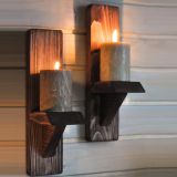 Mensola Marrone Noce 2 Ripiani Fatto a Mano, in Legno di Abete 33x9x9h cm, Sfumatura Colore Struttura Noce - Seveso