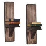 Mensola Marrone Noce 2 Ripiani Fatto a Mano, in Legno di Abete 33x9x9h cm, Sfumatura Colore Struttura Noce - Seveso