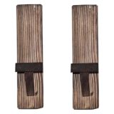 Mensola Marrone Noce 2 Ripiani Fatto a Mano, in Legno di Abete 33x9x9h cm, Sfumatura Colore Struttura Noce - Seveso