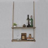 Mensola Marrone Noce 2 Ripiani Fatto a Mano, in Legno di Abete 60x14x60h cm, Sfumatura Colore Struttura Noce - Origgio