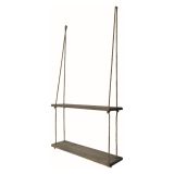 Mensola Marrone Noce 2 Ripiani Fatto a Mano, in Legno di Abete 60x14x60h cm, Sfumatura Colore Struttura Noce - Origgio