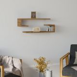 Mensola Marrone Noce 2 Ripiani set da 2 Mensole 60x20x15h cm, Sfumatura Colore Struttura Noce - Siligo