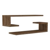 Mensola Marrone Noce 2 Ripiani set da 2 Mensole 60x20x15h cm, Sfumatura Colore Struttura Noce - Siligo