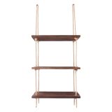 Mensola Marrone Noce 3 Ripiani Fatto a Mano, in Legno di Abete 40x14x110h cm, Sfumatura Colore Struttura Noce - Corio