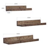 Mensola Marrone Noce 3 Ripiani Fatto a Mano, set da 3 Mensole 60x15x8h cm, Sfumatura Colore Struttura Noce - Piazzolo