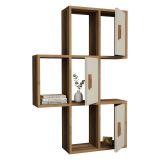 Mensola Marrone Noce Bianco Crema 7 Ripiani Colore Struttura Bianco 50x20x113h cm, Sfumatura Colore Struttura Noce - Carzano