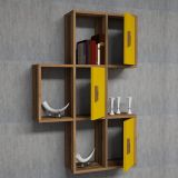 Mensola Marrone Noce Giallo 7 Ripiani Colore Struttura Giallo 50x20x113h cm, Sfumatura Colore Struttura Noce - Carzano