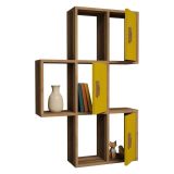 Mensola Marrone Noce Giallo 7 Ripiani Colore Struttura Giallo 50x20x113h cm, Sfumatura Colore Struttura Noce - Carzano