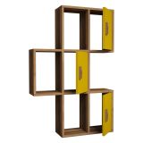 Mensola Marrone Noce Giallo 7 Ripiani Colore Struttura Giallo 50x20x113h cm, Sfumatura Colore Struttura Noce - Carzano