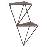 Mensola Marrone Noce Nero 2 Ripiani in Legno di Abete 33x13x30h cm, Colore Struttura Nero - Cassola