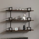 Mensola Marrone Noce Nero 3 Ripiani Colore Struttura Nero 87x23x76h cm, Materiale Struttura in Metallo - Vibrata