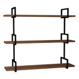 Mensola Marrone Noce Nero 3 Ripiani Colore Struttura Nero 87x23x76h cm, Materiale Struttura in Metallo - Vibrata