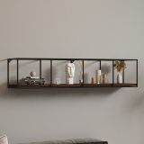 Mensola Marrone Noce Scuro Nero un Ripiano Colore Struttura Nero 120x30x30h cm, Materiale Struttura in Metallo - Cis