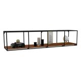 Mensola Marrone Noce Scuro Nero un Ripiano Colore Struttura Nero 120x30x30h cm, Materiale Struttura in Metallo - Cis