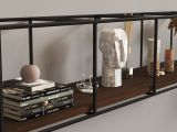 Mensola Marrone Noce Scuro Nero un Ripiano Colore Struttura Nero 120x30x30h cm, Materiale Struttura in Metallo - Cis