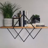 Mensola Marrone Noce Scuro Nero un Ripiano in Legno di Abete 41x15x32h cm, Colore Struttura Nero - Cadeo