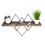 Mensola Marrone Noce Scuro Nero un Ripiano in Legno di Abete 41x15x32h cm, Colore Struttura Nero - Cadeo