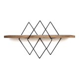 Mensola Marrone Noce Scuro Nero un Ripiano in Legno di Abete 41x15x32h cm, Colore Struttura Nero - Cadeo