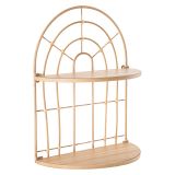 Mensola Marrone Rovere 2 Ripiani Finitura in Rattan 35x18x46h cm, Sfumatura Colore Struttura Rovere - Daleka