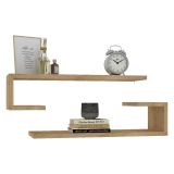Mensola Marrone Rovere 2 Ripiani set da 2 Mensole 60x20x15h cm, Sfumatura Colore Struttura Rovere - Siligo
