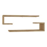 Mensola Marrone Rovere 2 Ripiani set da 2 Mensole 60x20x15h cm, Sfumatura Colore Struttura Rovere - Siligo
