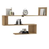 Mensola Marrone Rovere 3 Ripiani Sfumatura Colore Struttura Rovere 120x20x71h cm, - Massello