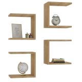Mensola Marrone Rovere 4 Ripiani Modulabile,set da 4 Mensole 30x20x30h cm, Sfumatura Colore Struttura Rovere - Striano