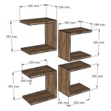 Mensola Marrone Rovere 4 Ripiani Modulabile,set da 4 Mensole 30x20x30h cm, Sfumatura Colore Struttura Rovere - Striano