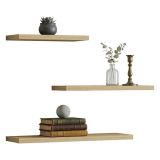 Mensola Marrone Rovere Chiaro 3 Ripiani set da 3 Mensole 30x2x14h cm, Sfumatura Colore Struttura Rovere Chiaro - Roscigno