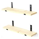 Mensola Marrone Rovere Chiaro Nero 2 Ripiani in Legno di Abete, Fatto a Mano 60x14x16h cm, Colore Struttura Nero - Zagarolo