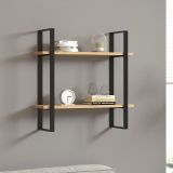 Mensola Marrone Rovere Nero 2 Ripiani Colore Struttura Nero 70x22x70h cm, Sfumatura Colore Struttura Rovere - Picerno