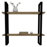 Mensola Marrone Rovere Nero 2 Ripiani Colore Struttura Nero 70x22x70h cm, Sfumatura Colore Struttura Rovere - Picerno