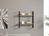 Mensola Marrone Rovere Nero 2 Ripiani Colore Struttura Nero 70x22x70h cm, Sfumatura Colore Struttura Rovere - Picerno