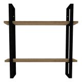 Mensola Marrone Rovere Nero 2 Ripiani Colore Struttura Nero 70x22x70h cm, Sfumatura Colore Struttura Rovere - Picerno
