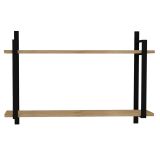 Mensola Marrone Rovere Nero 2 Ripiani Colore Struttura Nero 90x22x60h cm, Sfumatura Colore Struttura Rovere - Pralungo