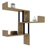 Mensola Marrone Rovere Nero 3 Ripiani Colore Struttura Nero 105x20x60h cm, Sfumatura Colore Struttura Rovere - Donigala