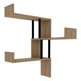 Mensola Marrone Rovere Nero 3 Ripiani Colore Struttura Nero 105x20x60h cm, Sfumatura Colore Struttura Rovere - Donigala