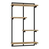 Mensola Marrone Rovere Nero 4 Ripiani Colore Struttura Nero 70x15x120h cm, Materiale Struttura in Metallo - Oderzo
