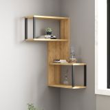 Mensola Marrone Rovere Nero 4 Ripiani Colore Struttura Nero 84x20x52h cm, Sfumatura Colore Struttura Rovere - Ovada