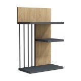 Mensola Marrone Rovere Nero Antracite 3 Ripiani Colore Struttura Nero 40x21x60h cm, Sfumatura Colore Struttura Rovere - Pensilis