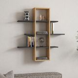Mensola Marrone Rovere Nero Antracite 3 Ripiani Colore Struttura Nero 96x20x101h cm, Sfumatura Colore Struttura Rovere - Erbe