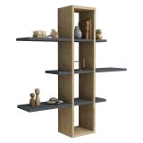 Mensola Marrone Rovere Nero Antracite 3 Ripiani Colore Struttura Nero 96x20x101h cm, Sfumatura Colore Struttura Rovere - Erbe
