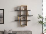 Mensola Marrone Rovere Nero Antracite 3 Ripiani Colore Struttura Nero 96x20x101h cm, Sfumatura Colore Struttura Rovere - Erbe