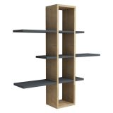 Mensola Marrone Rovere Nero Antracite 3 Ripiani Colore Struttura Nero 96x20x101h cm, Sfumatura Colore Struttura Rovere - Erbe