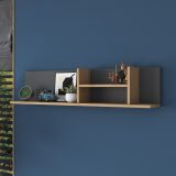 Mensola Marrone Rovere Nero Antracite 4 Ripiani Colore Struttura Nero 120x20x25h cm, Sfumatura Colore Struttura Rovere - Nureci