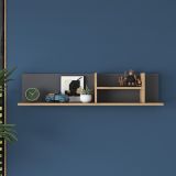 Mensola Marrone Rovere Nero Antracite 4 Ripiani Colore Struttura Nero 120x20x25h cm, Sfumatura Colore Struttura Rovere - Nureci