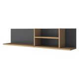 Mensola Marrone Rovere Nero Antracite 4 Ripiani Colore Struttura Nero 120x20x25h cm, Sfumatura Colore Struttura Rovere - Nureci